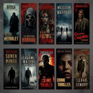 Thriller Bookmark Bundle, Horror Crime Thriller Bookmarks - Digital, downloadable bookmark