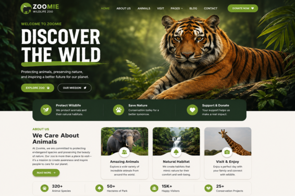 zoom Zoomie – Wildlife Zoo Joomla Template